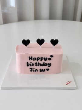 직사각 핑크 검정하트초3개