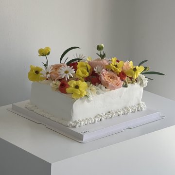 직사각 생화 케이크