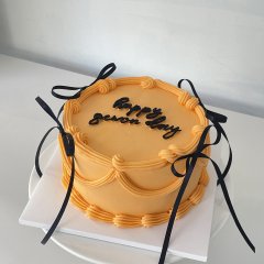 orange vintage ribbon cake 2