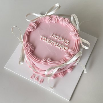 baby pink ribbon cake