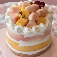 피치 망고 생크림 케이크 6