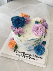 블루퍼플 생크림플라워케이크 1호 1