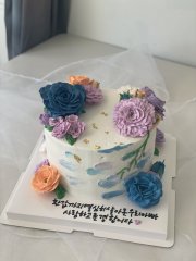 블루퍼플 생크림플라워케이크 1호 2