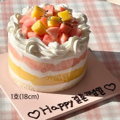 피치 망고 생크림 케이크 3