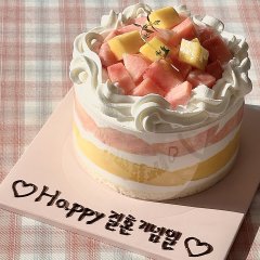 피치 망고 생크림 케이크 4