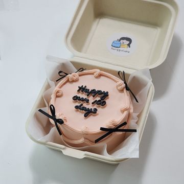 도시락케이크(핑크베이스검정리본)