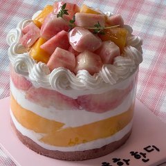 피치 망고 생크림 케이크 1