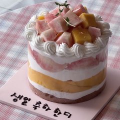 피치 망고 생크림 케이크 2