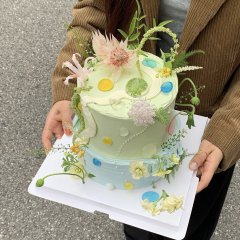 생화 커스텀 케이크 2단 4