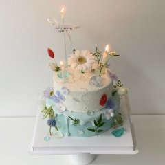 생화 커스텀 케이크 2단 5