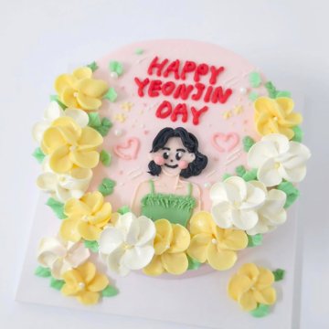 인물+입체꽃 빵케이크