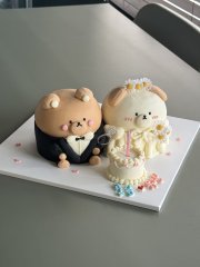 숲속 토끼 신랑신부 웨딩 입체케이크 (기념일/브라이덜)🐰💍 2