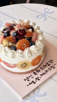 모둠 과일 케이크(복숭아,골드키위, 체리, 블루베리,귤)